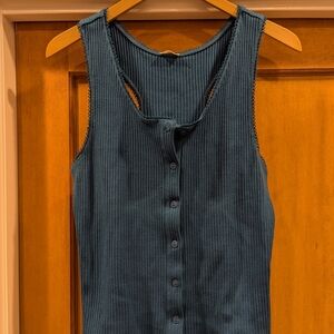 Teal Sleeveless Ribbed Top